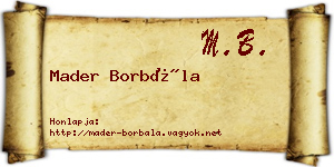 Mader Borbála névjegykártya